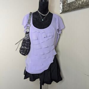 Light purple ruffle top large
